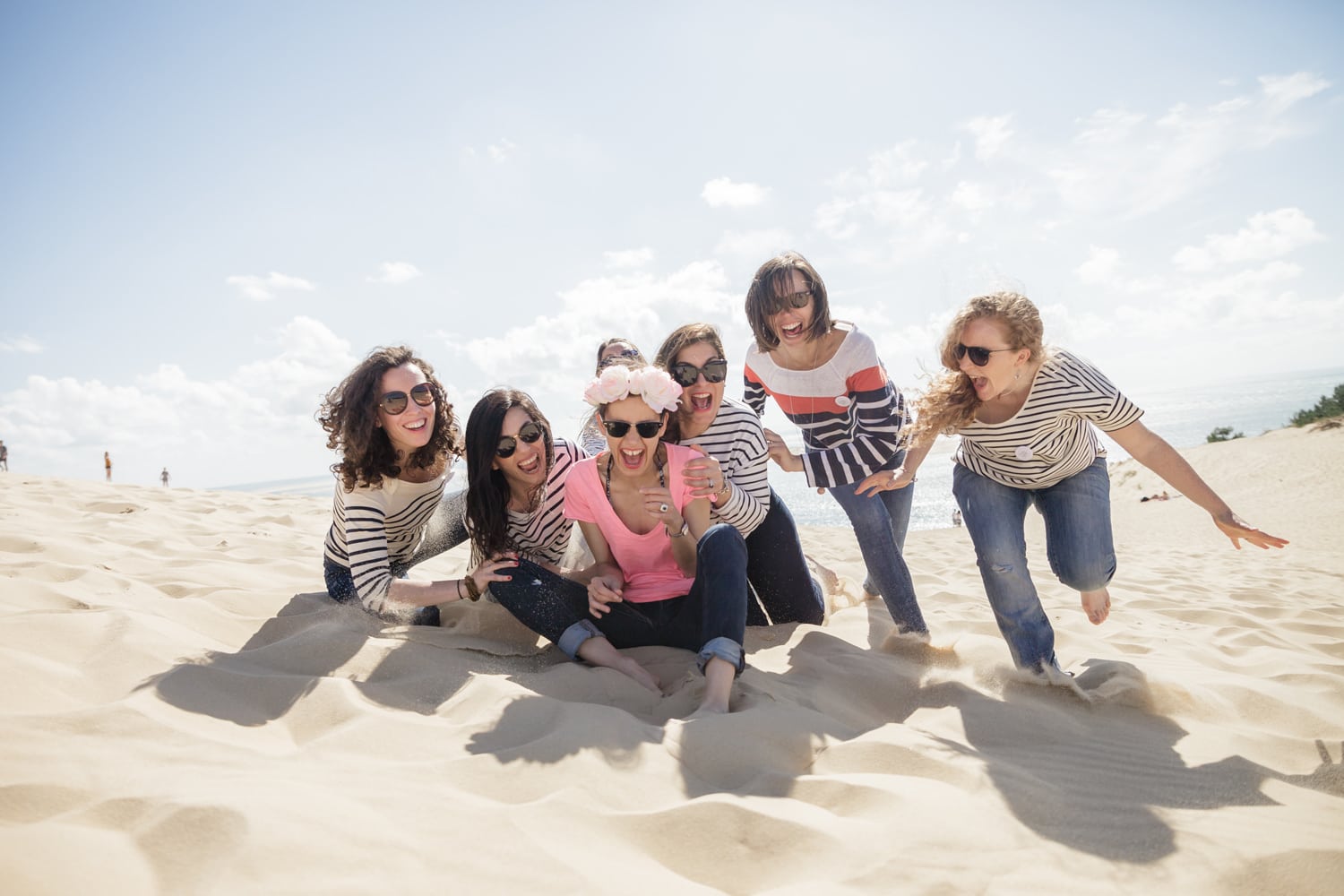 seance photo evjf bordeaux cap ferret arcachon enterrement vie jeune fille photographe plage dune du pilat pyla